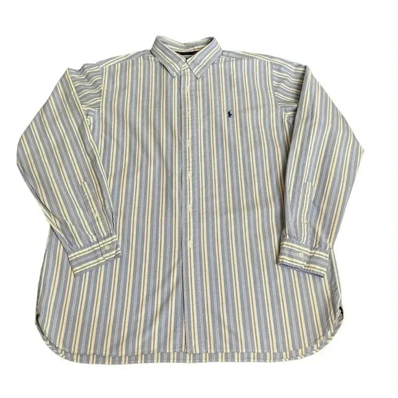 Ralph Lauren Classic Fit Polo Button Down Long Sleeve Striped Shirt Mens size XL - Picture 1 of 10